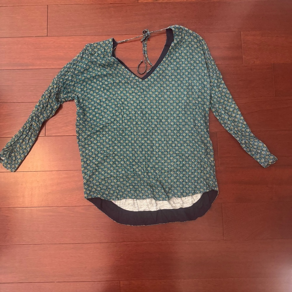 Lucky Brand Floral Print Tie-Back Blouse XL - Picture 3 of 5